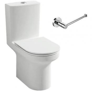 Inodoro de Pie Jacob Elite Blanco, asiento plano, cierre suave y portarrollos