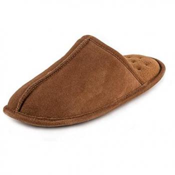 Isotoner Men's Real Suede Tan Mule Slippers