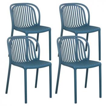 Chaises de terrasse en plastique bleu canard