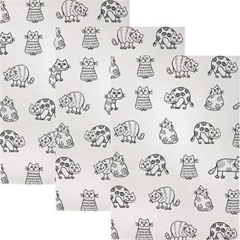 Kracht “Halb‑Linen” Geschirrtuch-Set mit Katzenmotiv – 3 Stück, 50 × 70 cm