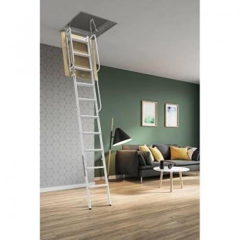 Échelle de grenier rétractable 70x130 cm – 300 cm en hauteur – Acier SCARI – Pack quadruple