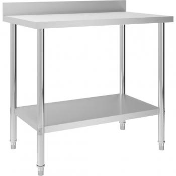 Mesa de acero inoxidable para cocina con salpicadero 100 x 60 x 93 cm