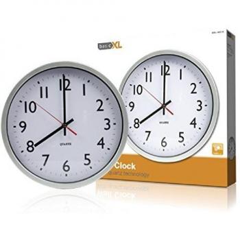 Analog Wanduhr 30 cm Silberrahmen