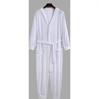 Vêtements de nuit INCERUN homme combinaisons boutons capuche à cordon barboteuses poches lâches