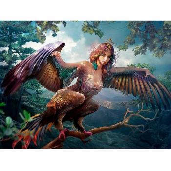 Couture résine perceuse diamant broderie femme poulet démon peinture 20X30CM