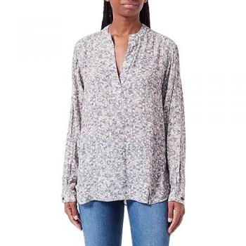 Camel active Damen Langarm Schlupfbluse grau mit Stehkragen