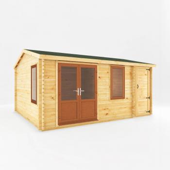 Mercia Home Office Elite 5.1m × 4m (Side Shed) – 44mm Log Panels, UPVC Glazing, Oak Details