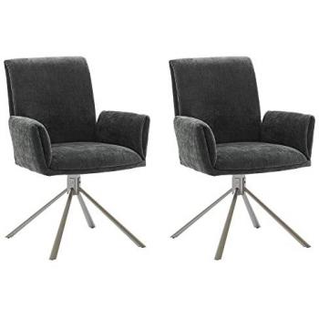 Drehbare Armlehnenstühle Esszimmer 2er Set anthrazit SVELVIK-05, B/H/T ca. 61/86/63 cm