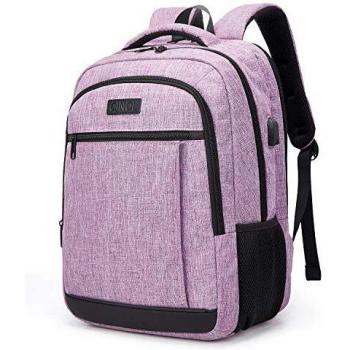 QINOL Anti-Theft Travel Laptop Backpack, 15.6 Inch, Light Purple