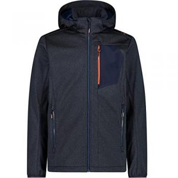 CMP 32A1737 Softshell Jacket, Men’s 4XL, Blue Melange, Zipped Hood