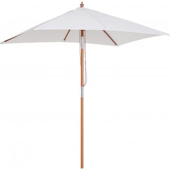 Outsunny Sombrilla de Jardín 200x150x235 cm Parasol de Terraza Rectangular Inclinable con Anti-UV Impermeable y Poste de Madera para Playa Patio