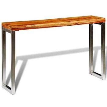 Table d'Entrée en Bois de Sheesham avec Pieds en Acier pour Salon
