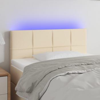 Cabecero con luz LED de tela crema 80x5x78/88 cm