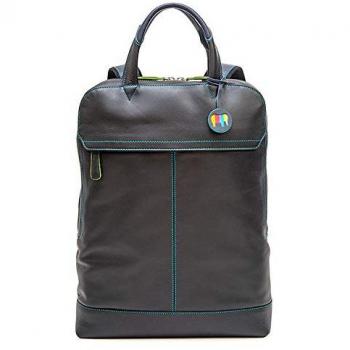 Mywalit Black Leather 40 cm Backpack with Laptop Section