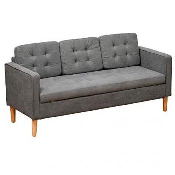 HOMCOM 3-Sitzer-Sofa mit abnehmbaren Kissen grau 166,5 x 62 x 82 cm