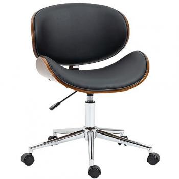 Chaise de Bureau Manager Design Vintage Pivotante Réglable en Bois de Peuplier et Acier Chromé Noir