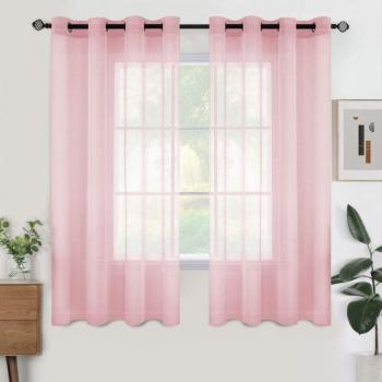 Soft Pink Gossamer Eyelet Curtains – 150 × 250 cm, Pair for Interior Use