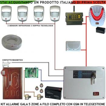 Alarme & Telegestione GSM Securvera 5 Zone + Sirena Interna