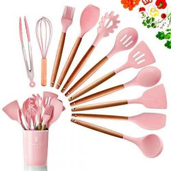 High-Quality Non Toxic Silicone Kitchen Gadgets Set in Pink Color