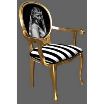 Luxuriöser Barock Esszimmerstuhl in Schwarz und Gold