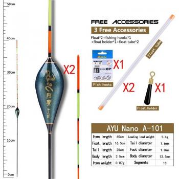 ClearSight Fishing Floats Bundle – 2pcs, 2 Tubes, Holder & Hooks