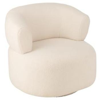 Chaise lounge petite, tissu laine blanche, dimensions 77×83×73 cm