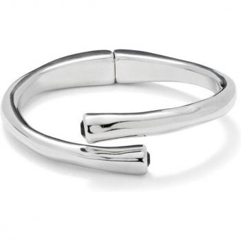 Bracelet argenté avec cristaux noirs aux extrémités