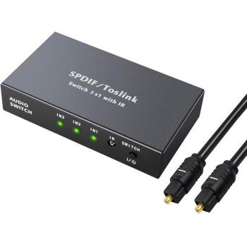 Conmutador óptico 3 puertos con control remoto IR