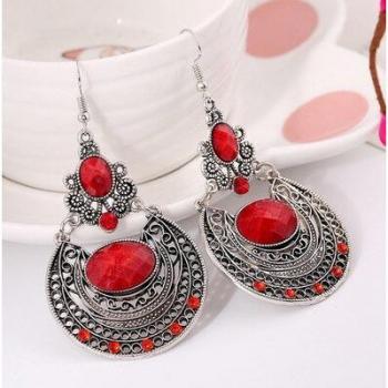 Boucles d'oreilles Femme Vintage Gemme et Strass Sculptés