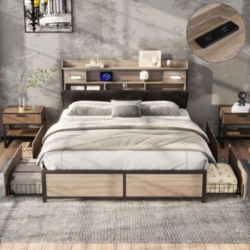 Modernes Jugendbett mit Kopfteil und USB