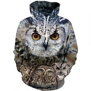 RAISEVERN Felpa Casual Inverno Stupido Gufo