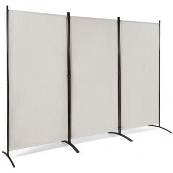 Séparateur d'espace tripartite, 260 × 183 cm, charnières en acier beige