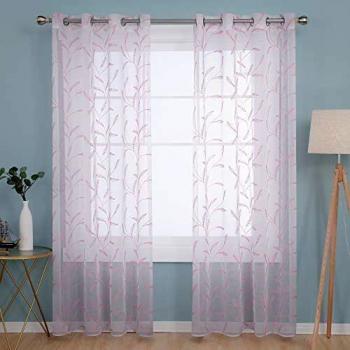 Tende Eleganti Voile Rosa con Occhielli 140x138 cm