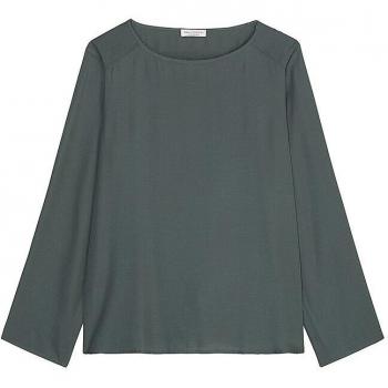 Marc O’Polo Grüne Langarmbluse aus Twill, Gr. 34