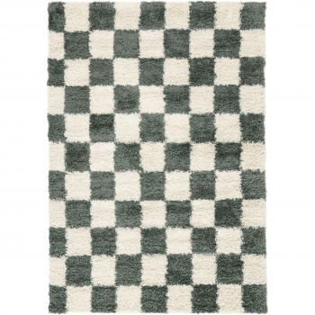 Alfombra Decorativa Chessie Verde y Blanco Crudo 160x230