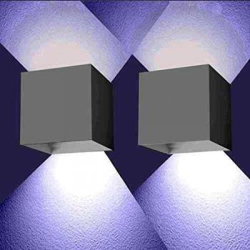 Applique LED 12W 2×, Muro Interno/Esterno, Angolo In Alluminio, Regolazione 180°, IP65, 6000K, Bianco