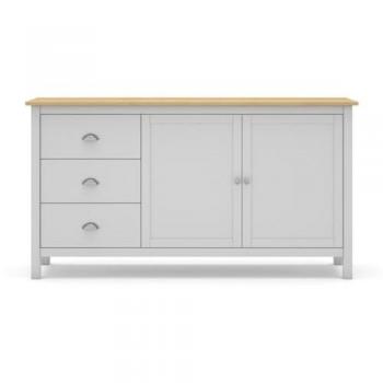 Credenza 2 Ante e 3 Cassetti Misti in Bianco e Rovere