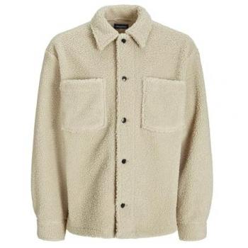 Regular Fit Jack & Jones Newton Teddy Fleece Overshirt with Chest Pockets