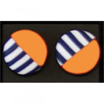 Harlequin Breeze Lily Earrings – 9mm Navy & Orange
