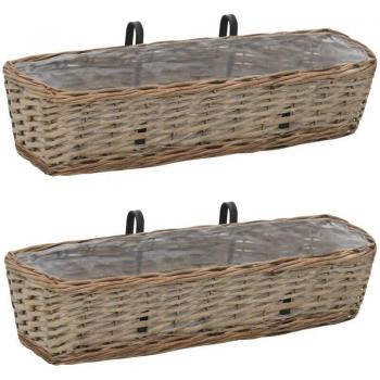 Prolenta Jardinières de Balcon 2 pcs en Osier