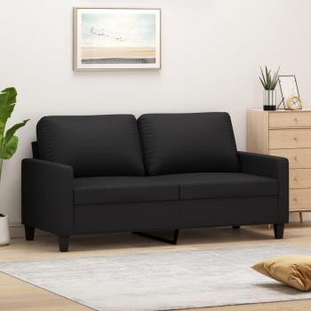 VidaXL 140 cm Black Faux Leather 2-Seater Sofa