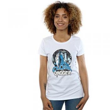 Cloak & Dagger Retro Cotton Tee for Women – Size S, White