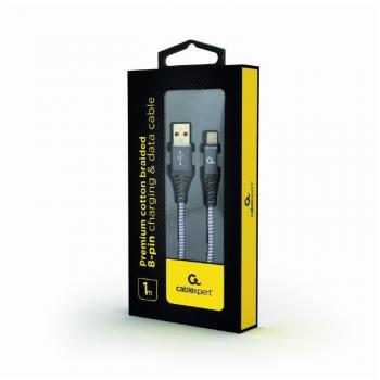 Gembird 2m USB 2.0 Lightning-Kabel Grau-Weiß