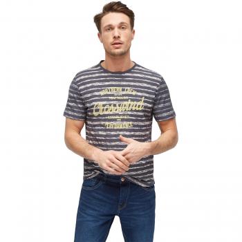 TOM TAILOR Herren T-Shirt “Stripes” – Blau/ Grau, S