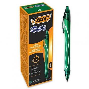BIC Gel-ocity Quick Dry Gelschreiber, Druckmechanik, 12 Stück, grün, 0,3 mm