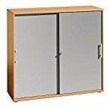Schiebetürenschrank JENA 3‑Öffnungen – Front Silber, Buche-Dekor,