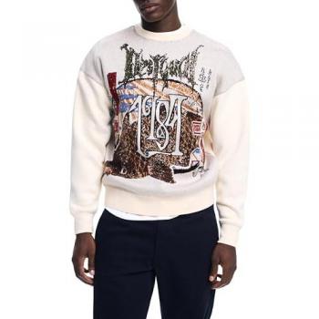 Desigual Pullover Carpa in Cotone – Beige, Marrone, Grigio, Rosso, Nero – XL