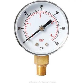 52mm Bottom Mount Pressure Gauge 1/8 BSPT 0-300 PSI & Bar