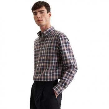 Seidensticker Herren Flanellhemd Regular Karo Dunkelblau Gr. 41