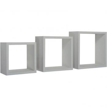 Set Cubo Mensole Parete – Legno Fibra Incubo, Colore Grigio Sasso